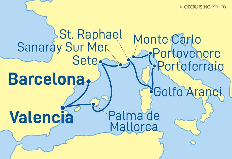 10 Night Spain, France & Italy Cruise on the Seabourn Sojourn SB23