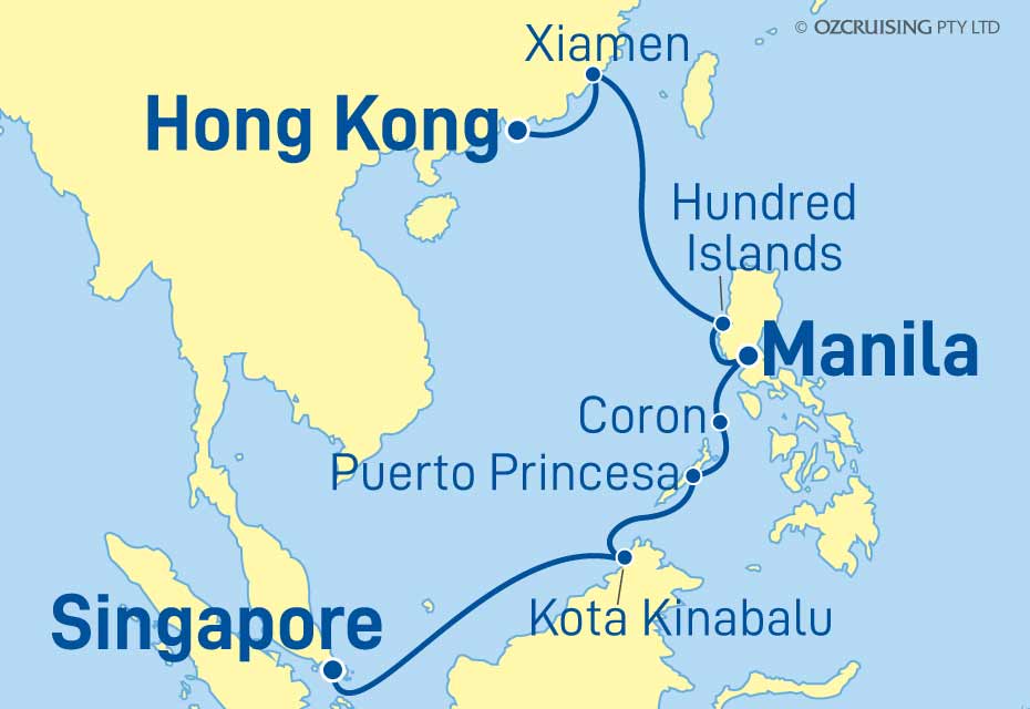 14 Night Hong Kong to Singapore Cruise on the Seabourn Encore SB23