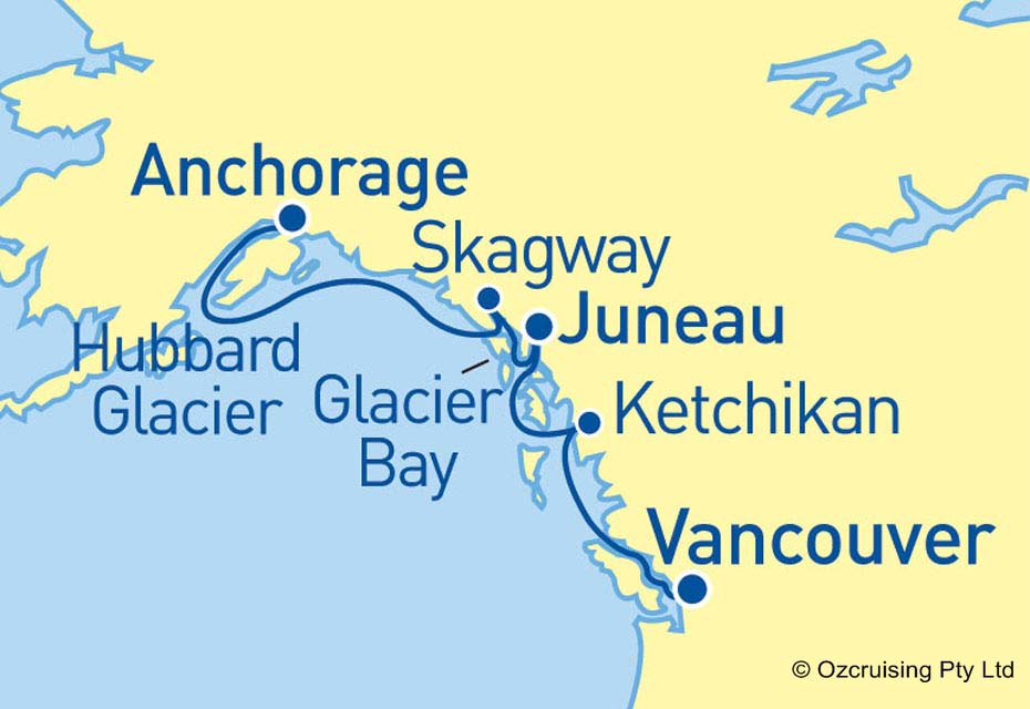 Coral Princess Anchorage to Vancouver - Ozcruising.com.au
