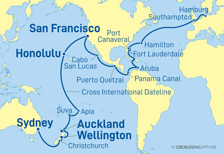 Queen Victoria Hamburg to Sydney - Cruises.com.au