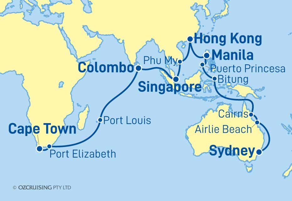 Queen Victoria Sydney to Cape Town - Ozcruising.com.au