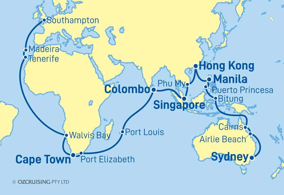 Queen Victoria Sydney to Southampton - Cruises.com.au