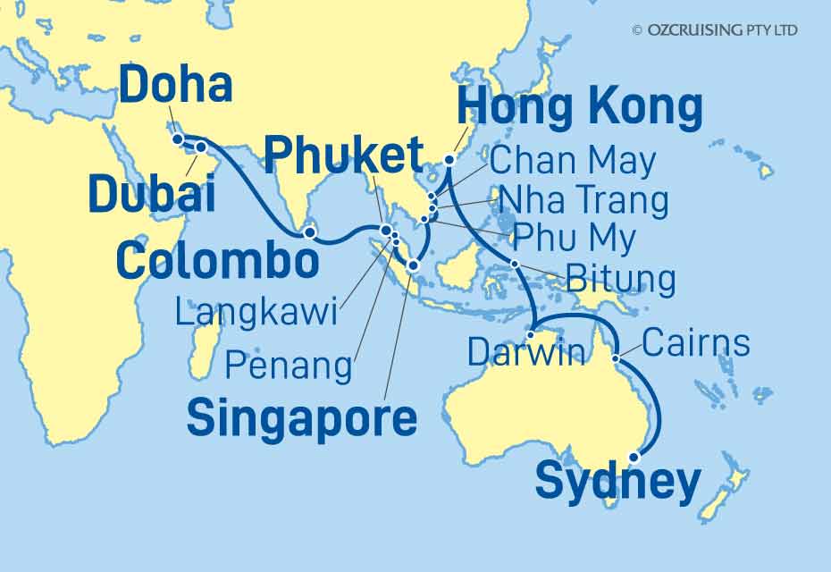 Queen Mary 2 Sydney to Dubai - Ozcruising.com.au