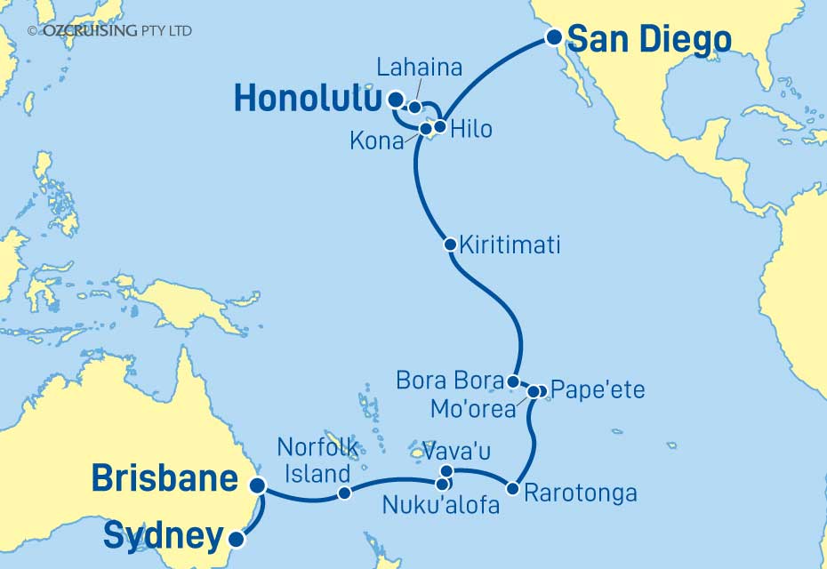 ms Noordam San Diego to Sydney - Ozcruising.com.au
