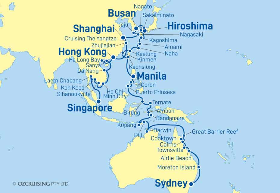 72 Night Sydney to Singapore Cruise on the Seabourn Sojourn SB24