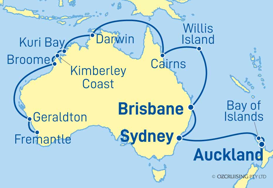 21 Night Auckland to Fremantle Cruise on the Coral Princess - PC24-6412B