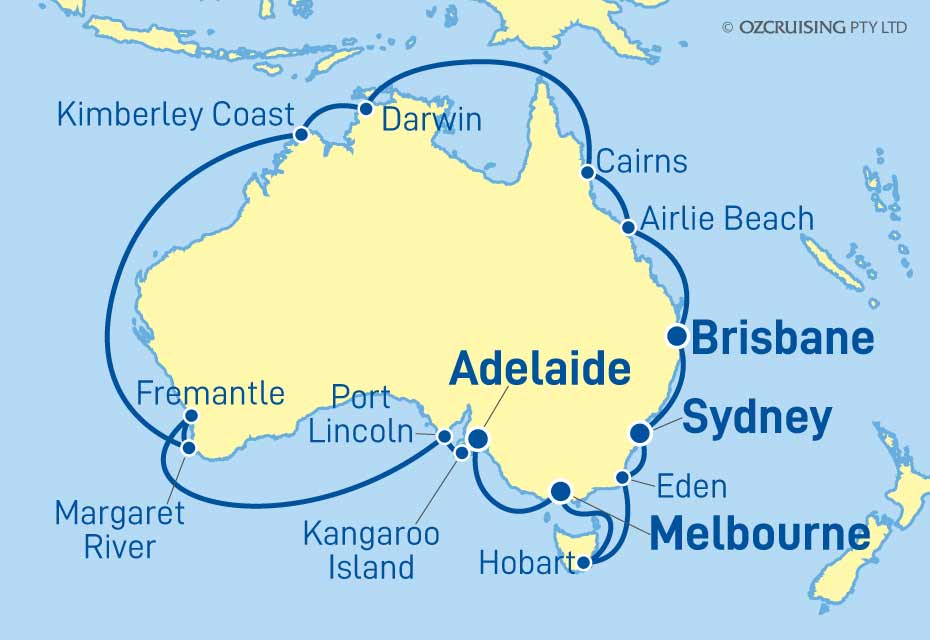 28 Night Australia Circumnavigation Cruise on the Majestic Princess