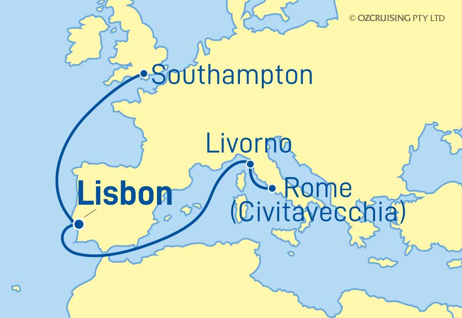 Queen Anne Rome (Civitavecchia) to Southampton - Cruises.com.au