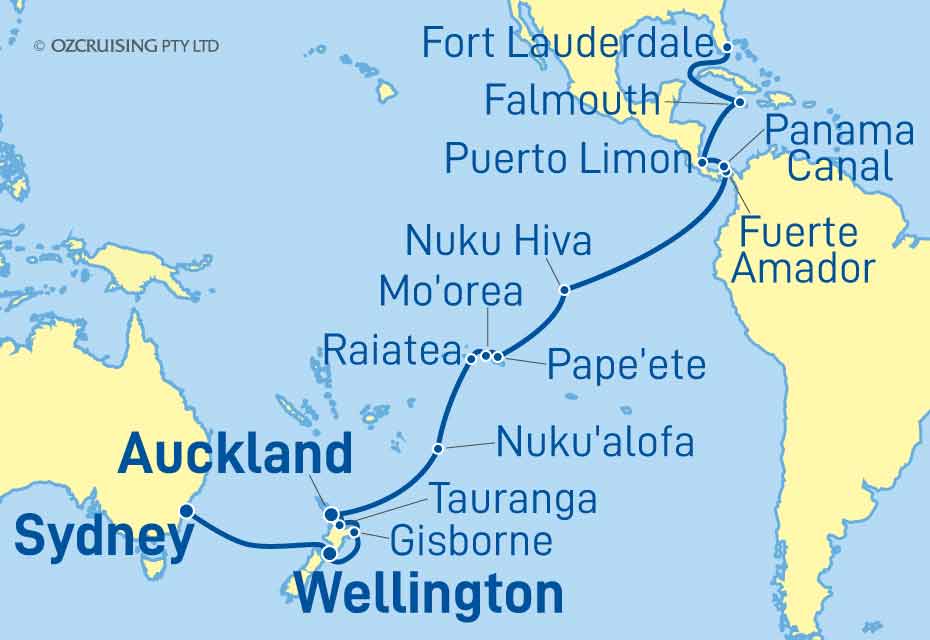 ms Zuiderdam Fort Lauderdale to Sydney - Cruises.com.au