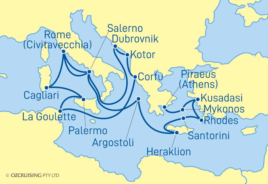 20 Night Rome to Athens Cruise on the Island Princess PC242423A