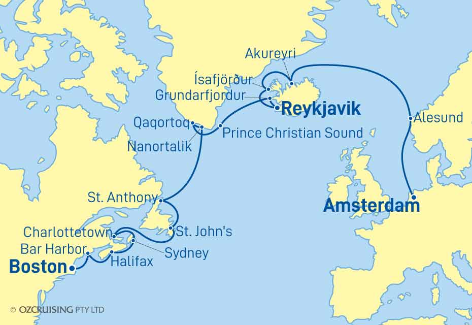 ms Zuiderdam Amsterdam to Boston - Cruises.com.au
