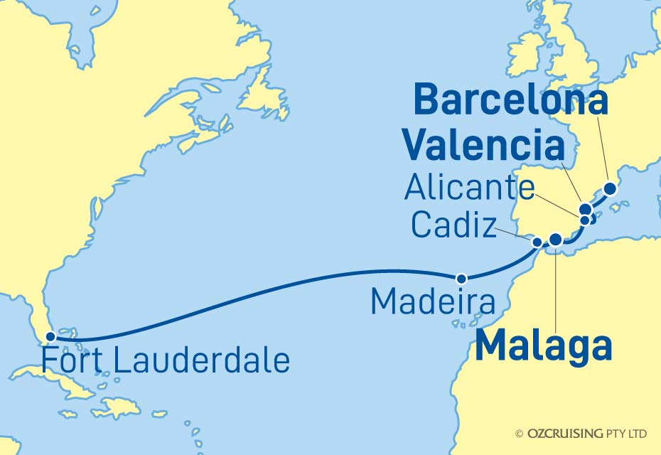 ms Oosterdam Barcelona to Fort Lauderdale - Cruises.com.au
