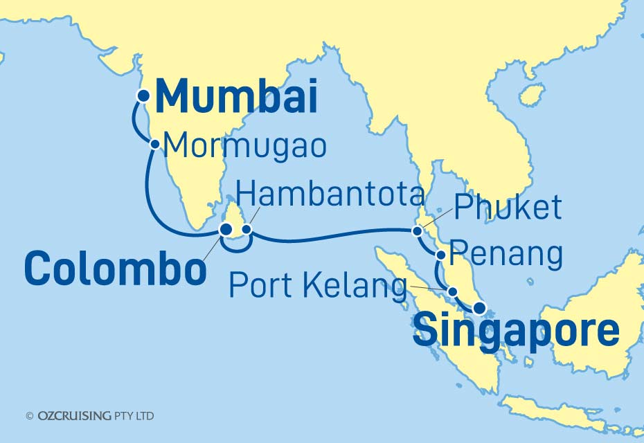 12 Night Mumbai (Bombay) to Singapore Cruise on the Celebrity