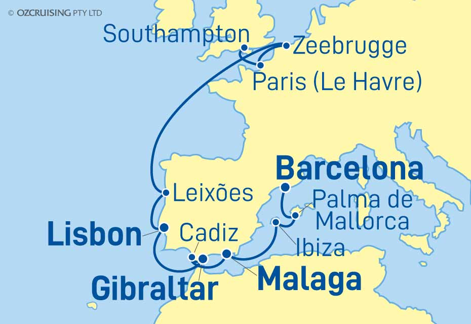 cruises from southampton to barcelona 2024