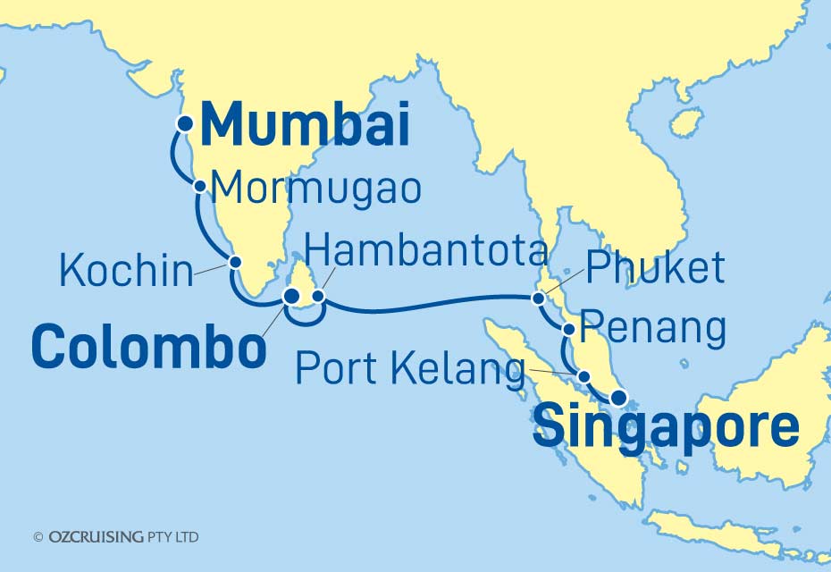 Celebrity Millennium Mumbai (Bombay) to Singapore - Ozcruising.com.au