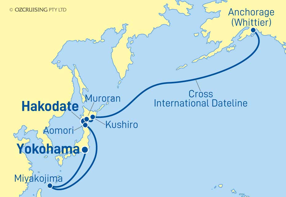 Royal Princess Yokohama to Whittier - Ozcruising.com.au