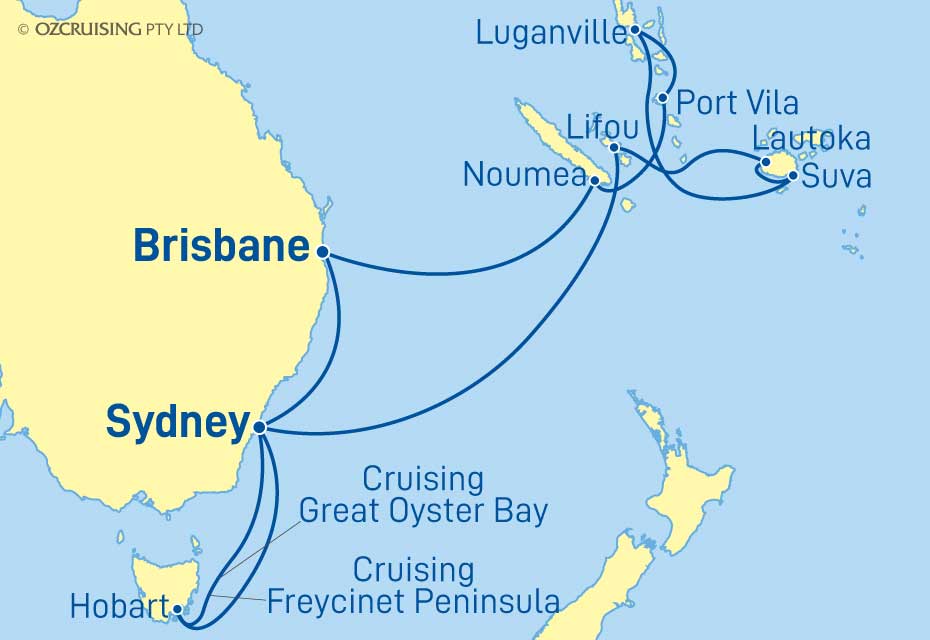 Queen Elizabeth South Pacific & Tasmania - Ozcruising.com.au