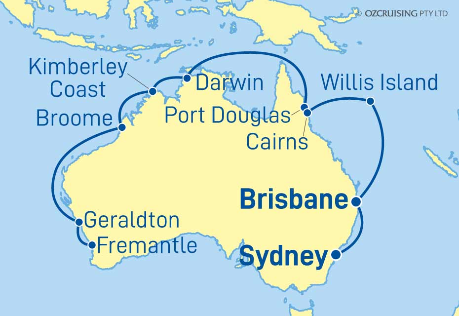 17 Night Fremantle to Sydney Cruise on the Crown Princess PC253508F