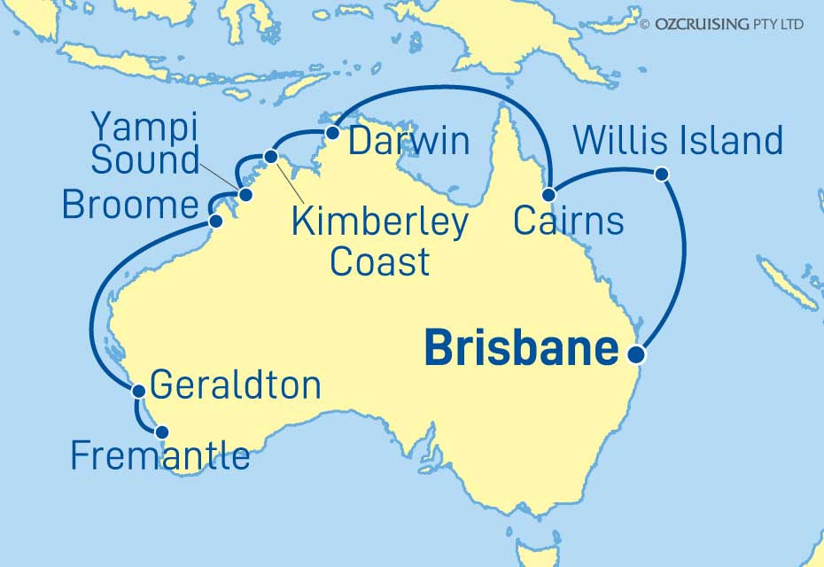 15 Night Fremantle to Brisbane Cruise on the Crown Princess PC24