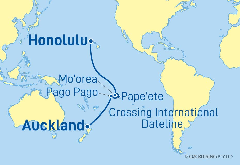 Royal Princess Auckland to Honolulu - Ozcruising.com.au