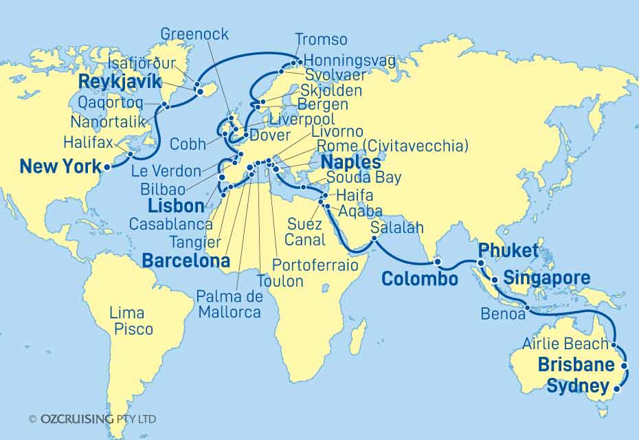 77 Night Sydney to New York Cruise on the Crown Princess PC253512B