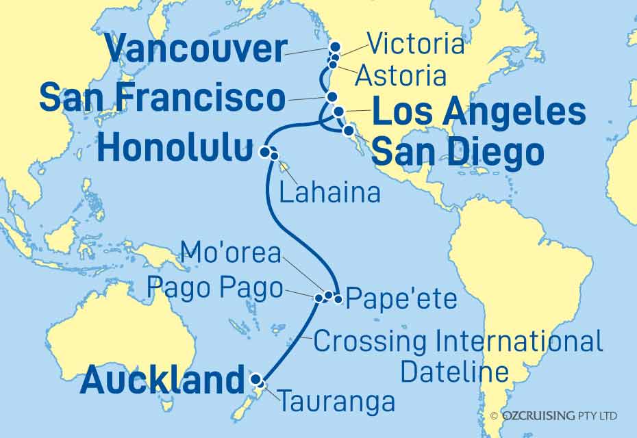 Royal Princess Vancouver to Auckland - Cruises.com.au
