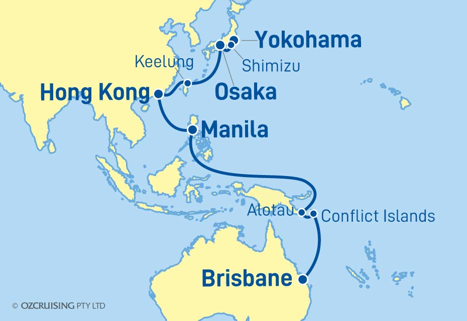 20 Night Yokohama to Brisbane Cruise on the Diamond Princess PC24