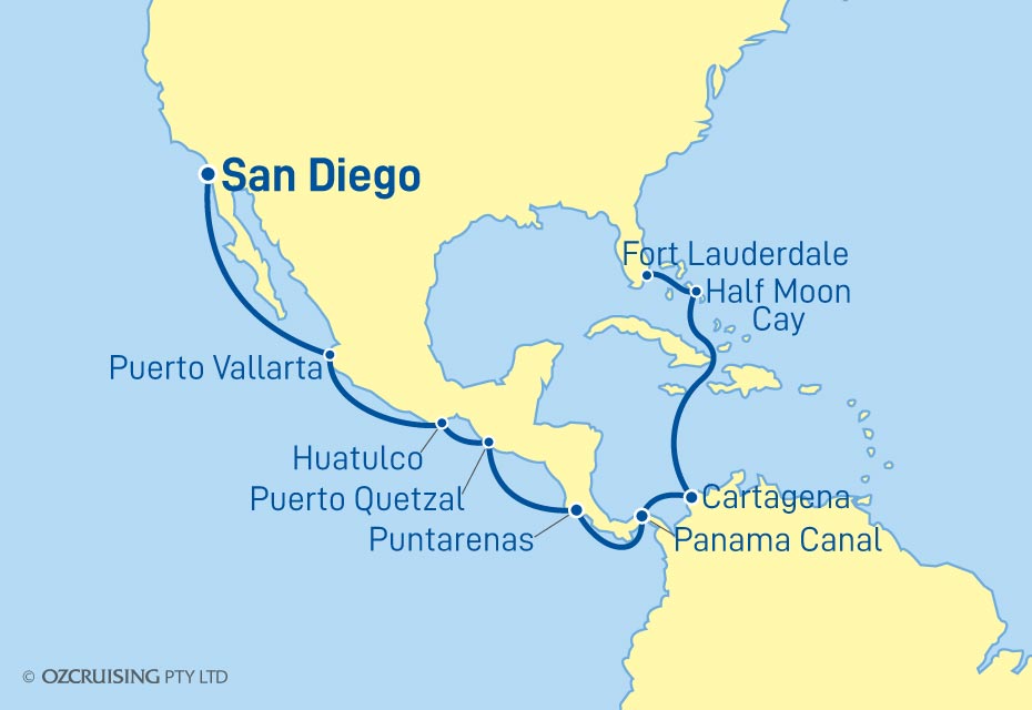 ms Zaandam Fort Lauderdale to San Diego - Ozcruising.com.au