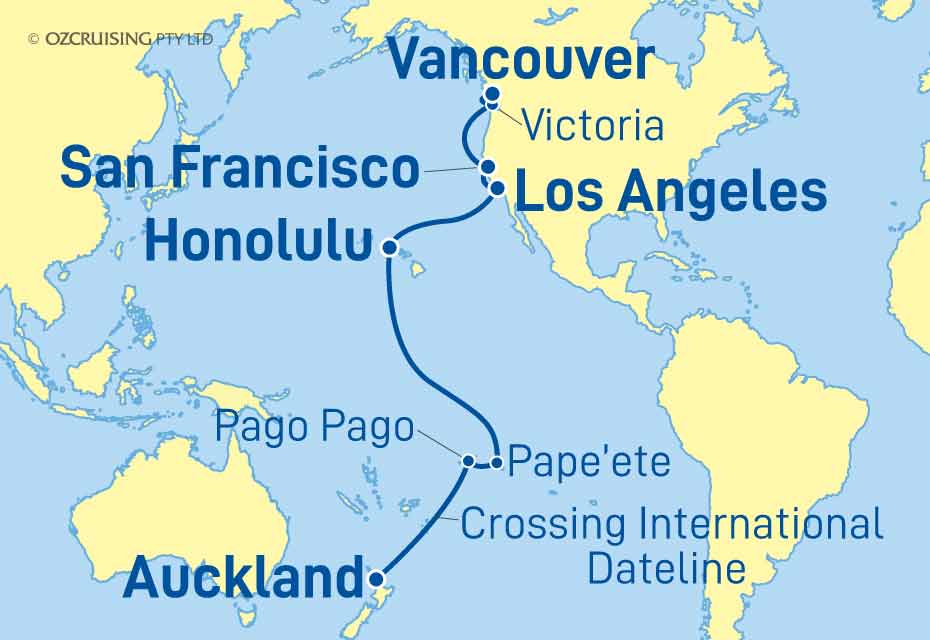 Grand Princess Vancouver to Auckland - Cruises.com.au