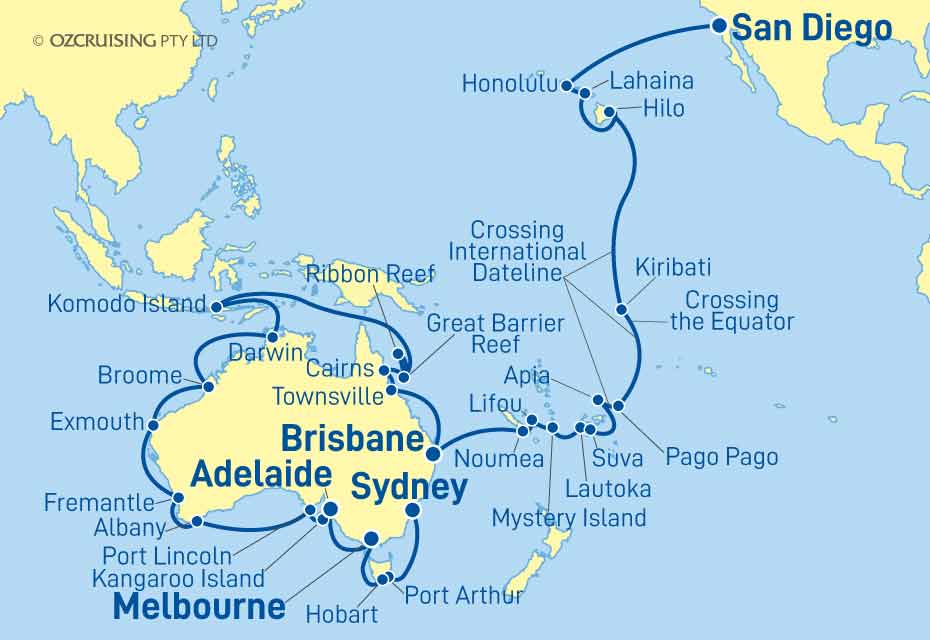ms Volendam San Diego to Sydney - Ozcruising.com.au