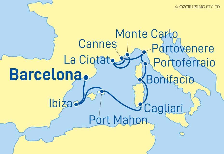 Seabourn Ovation Barcelona to Monte Carlo - Ozcruising.com.au