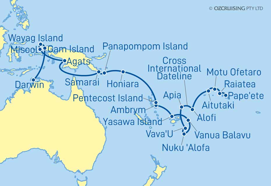 Seabourn Pursuit Papeete to Darwin - Ozcruising.com.au
