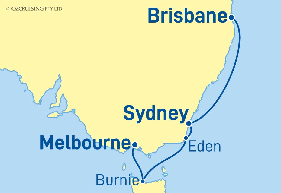 6 Night Brisbane to Melbourne Cruise on the Resilient Lady VV24