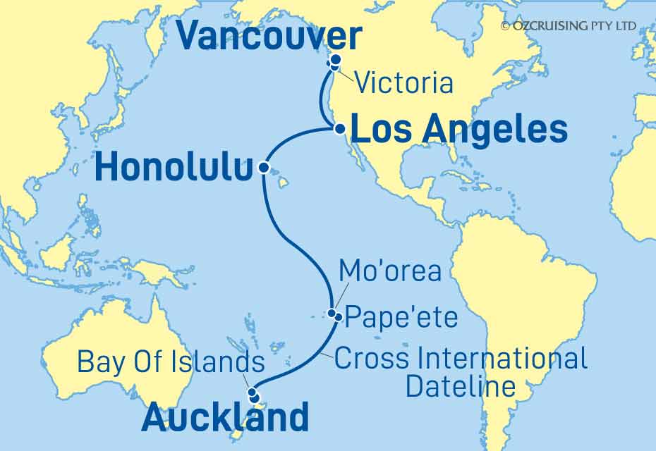 Discovery Princess Auckland to Vancouver - Ozcruising.com.au