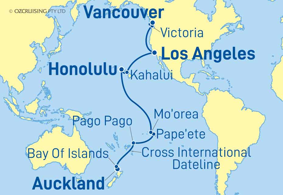 Grand Princess Auckland to Vancouver - Ozcruising.com.au