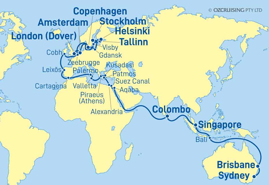 Crown Princess Sydney to London - Ozcruising.com.au