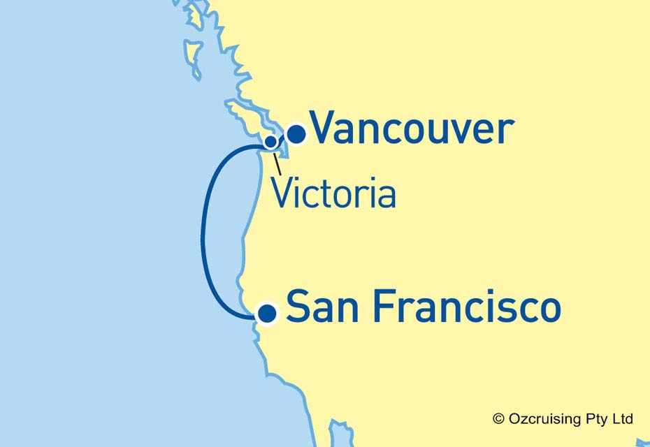 Island Princess Vancouver to San Francisco - Ozcruising.com.au