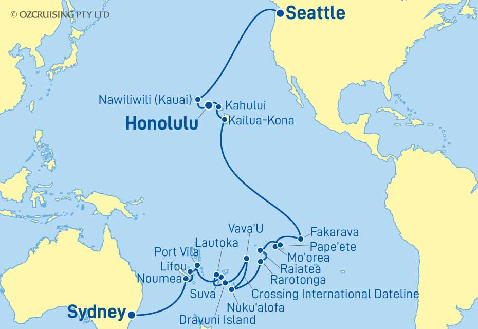 ms Noordam Sydney to Seattle - Cruises.com.au