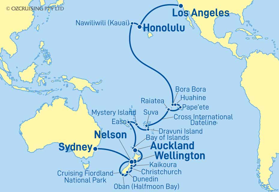 Seabourn Sojourn Los Angeles to Sydney - Ozcruising.com.au
