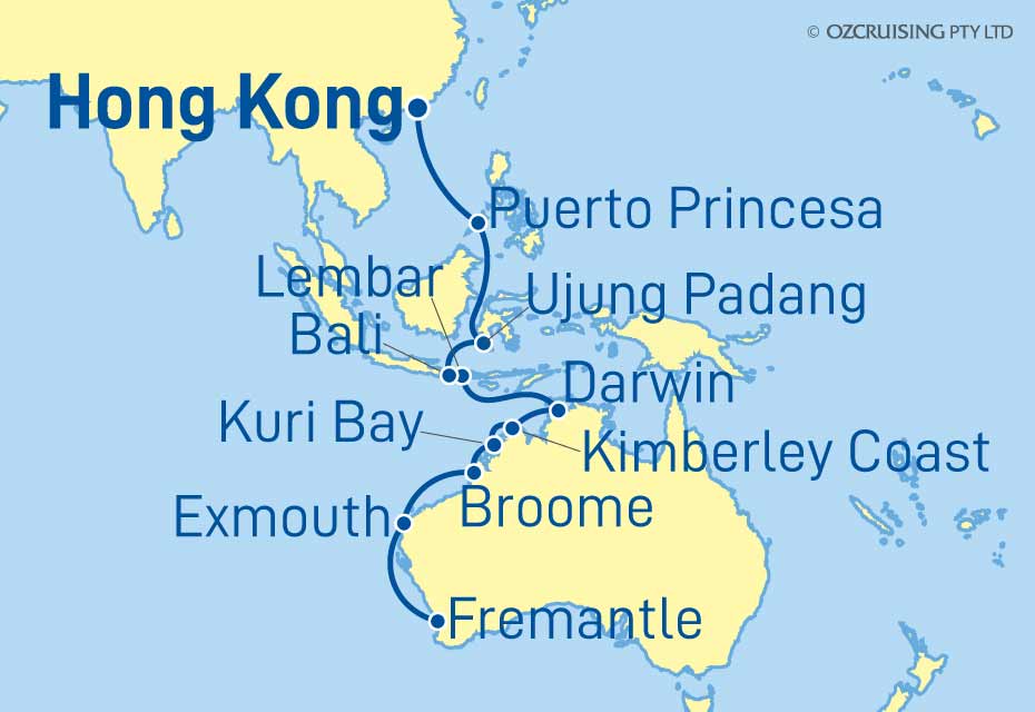 Seabourn Sojourn Fremantle (Perth) to Hong Kong - Ozcruising.com.au