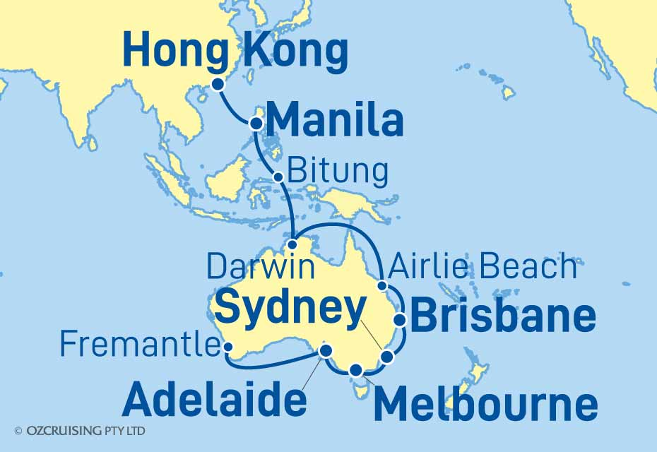 Queen Anne Hong Kong to Fremantle (Perth) - Ozcruising.com.au