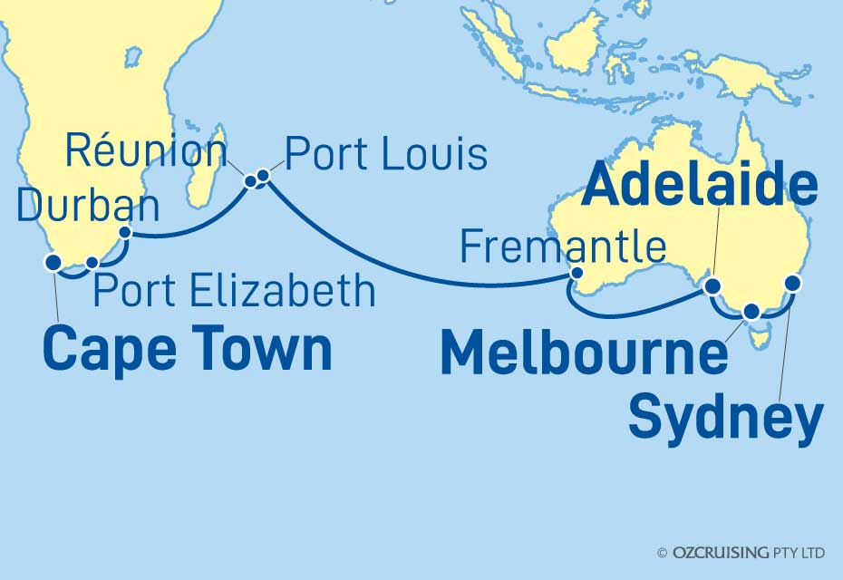 Queen Anne Sydney to Cape Town - Ozcruising.com.au
