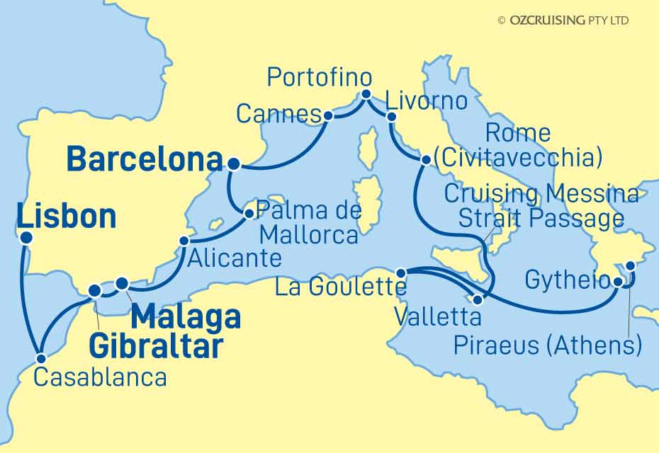 17 Night Lisbon to Athens Cruise on the ms Oosterdam - HA25-O543A