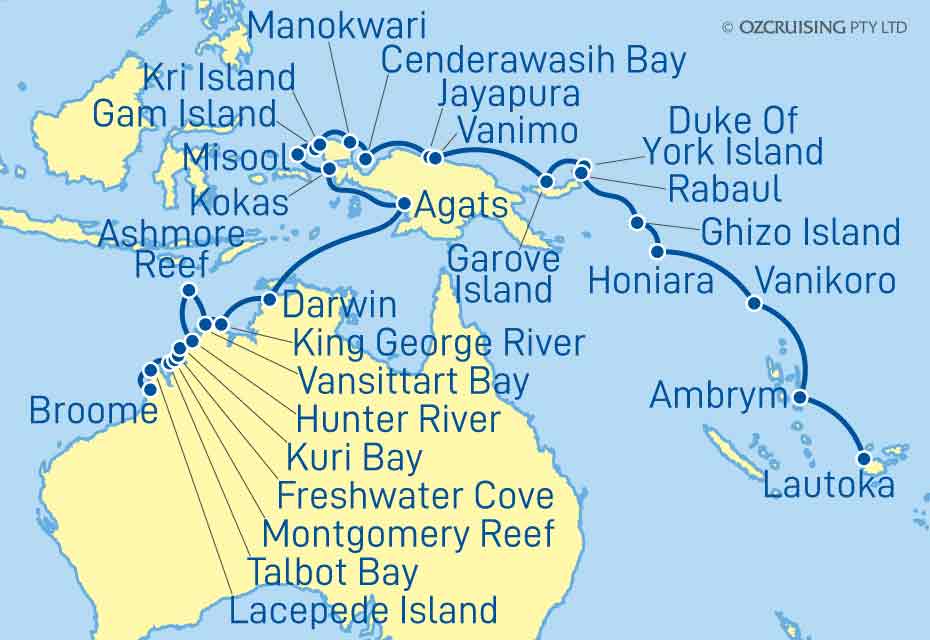 Seabourn Pursuit Broome to Lautoka - Ozcruising.com.au