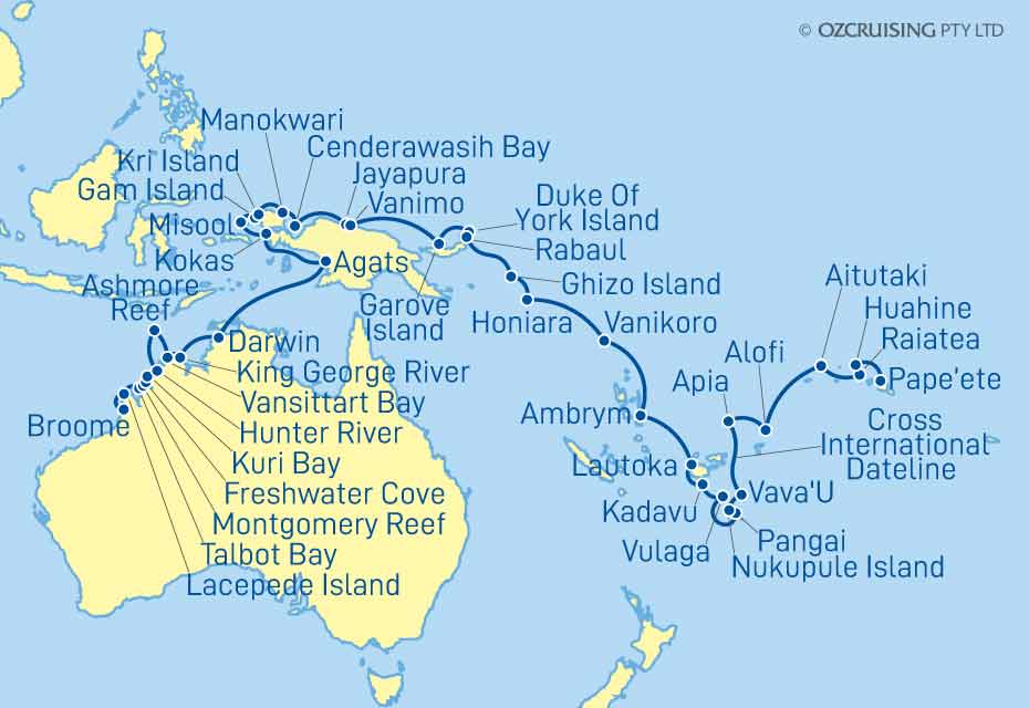 Seabourn Pursuit Broome to Papeete - Ozcruising.com.au