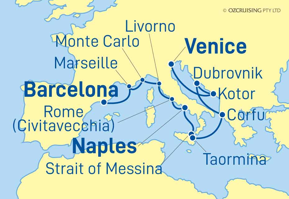 ms Westerdam Barcelona to Venice - Cruises.com.au