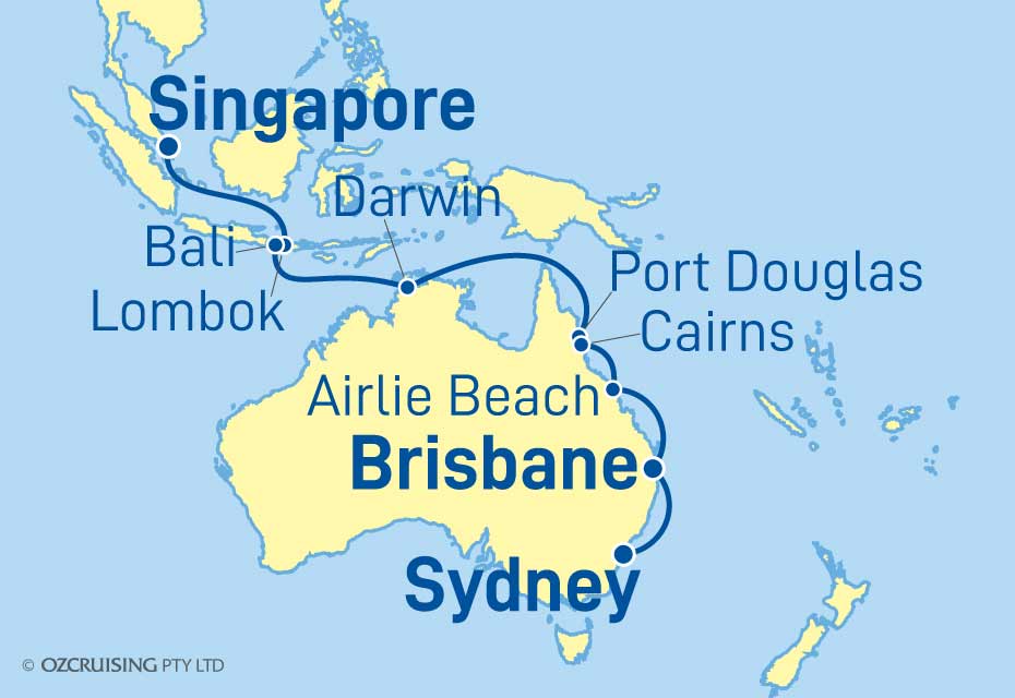 Crown Princess Singapore to Sydney - Ozcruising.com.au