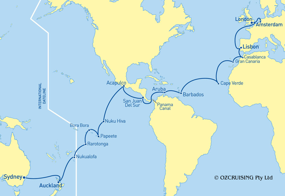 Vasco da Gama Amsterdam to Sydney - Cruises.com.au