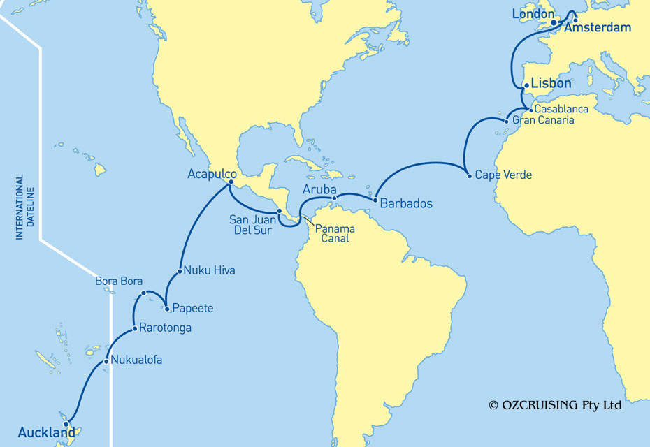 Vasco da Gama Amsterdam to Auckland - Cruises.com.au