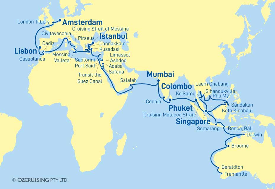 Vasco da Gama Fremantle to Amsterdam - Cruises.com.au
